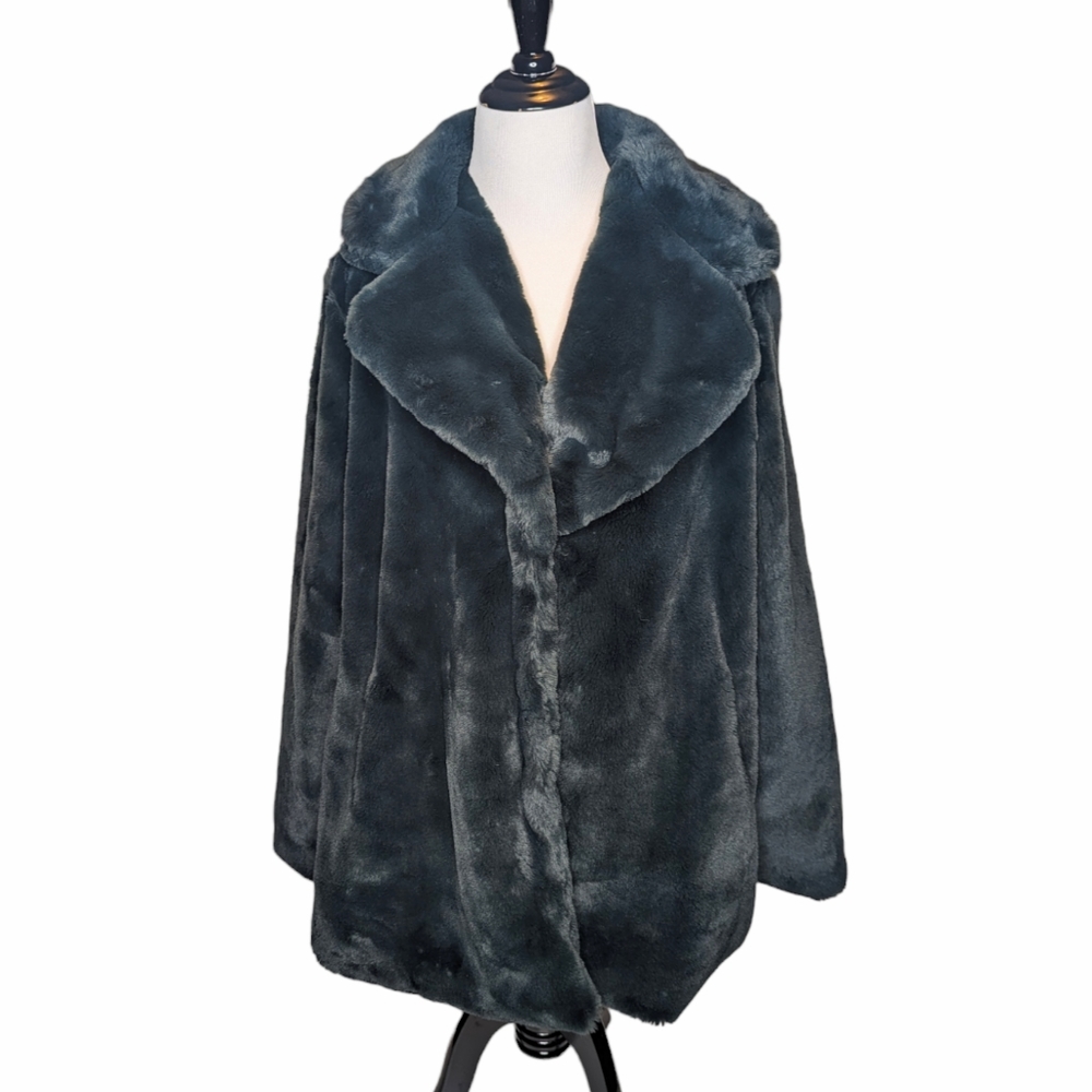 Jessica Simpson Dark Gray Faux Fur Coat